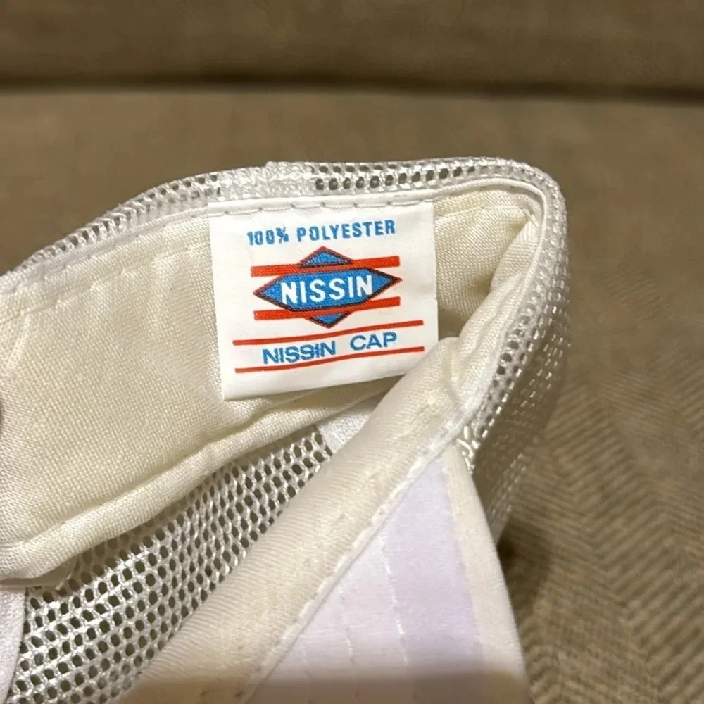 VTG NISSIN White Snapback Mesh Cap Hat TEXAS adjustable POLYESTER - Picture 3 of 4